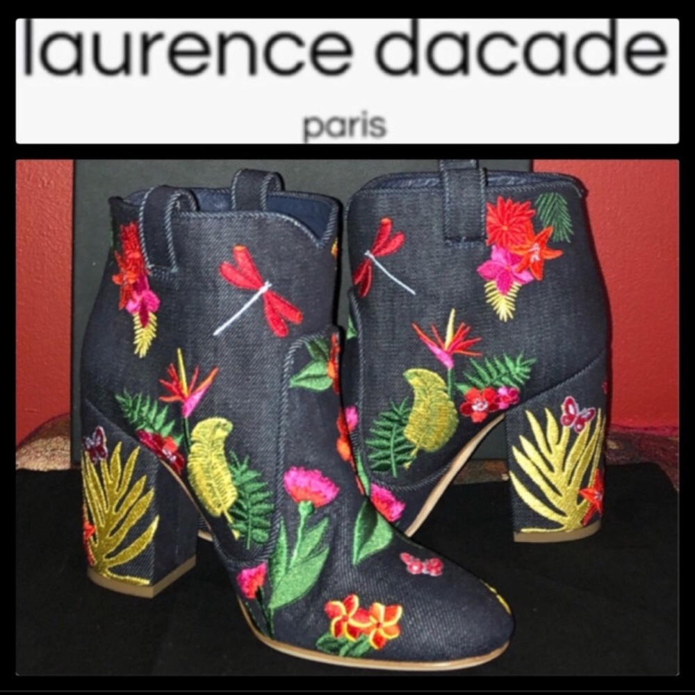 Laurence Dacade Embroidered Denim Ankle Boots